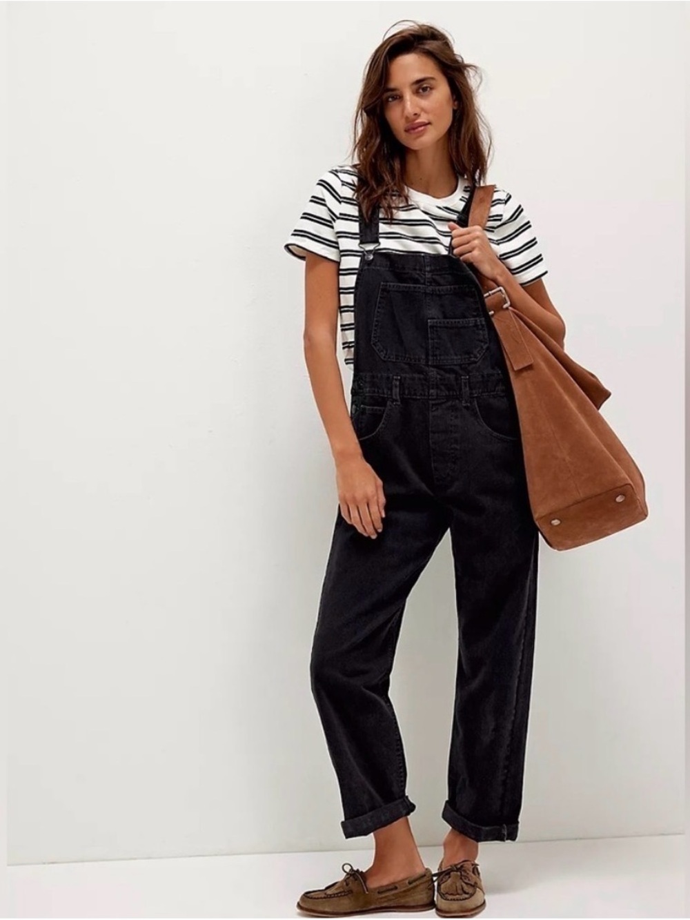 Free People Ziggy Straight Leg Overalls We the Free Dark Blue Almost Black XL